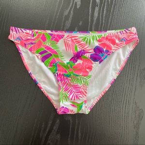 NWOT Neon Pink Floral Print Bikini Bottom